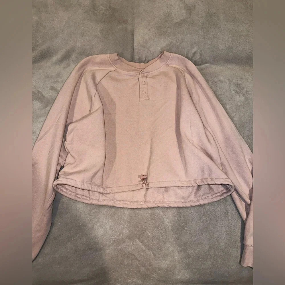 "L.A. Hearts Light Pink Cropped Lightweight Hoodie - Size Large (Fits Small)"